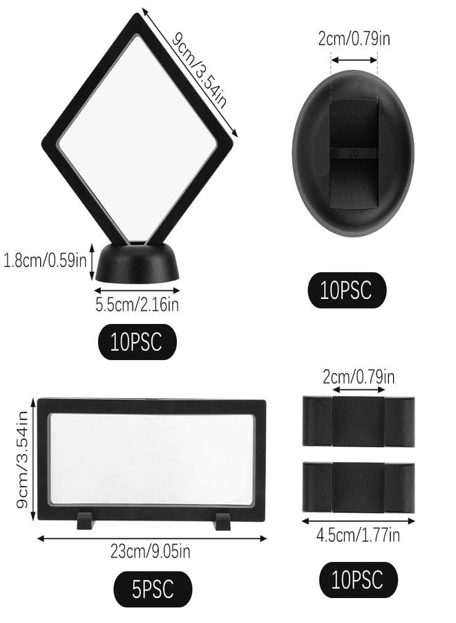 giteo bedding 15PCS 3D Floating Frame Display Case, Black Durable Challenge Coin Holder Stand, Multi-Functional Transparent PE Jewelry Storage Box for Medallions, Coins, Medals, Specimen - Image 2